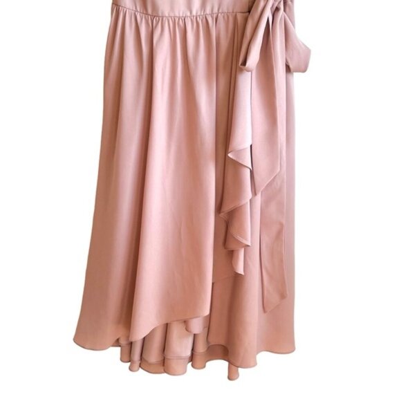 BHLDN Hitherto Sydney Wrap Dress Size 6 Mauve Pink Cap Sleeve Bridesmaids - Picture 4 of 15